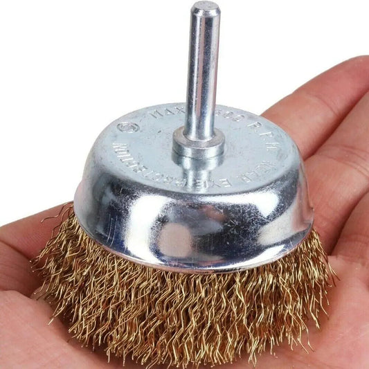 2-Pack 3 Pcs Wire Brush Wheel Set Cup Drill Bit Rust Paint Attachment 1/4" USA Anti Spier
