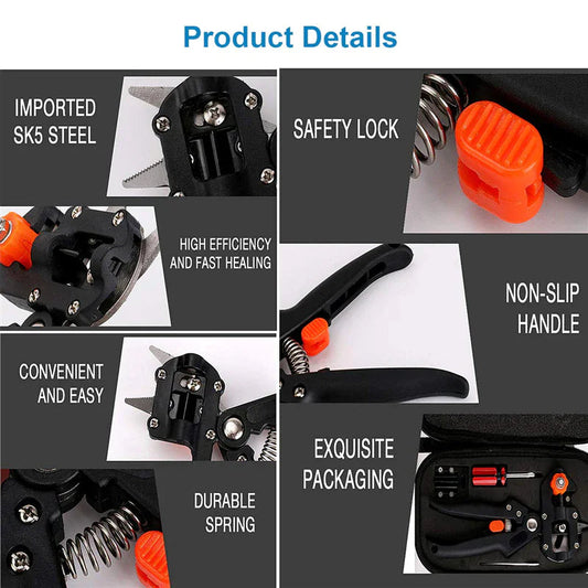 Garden Tree Grafting Knife Pruning Pruner Shears Snip Scissors Cutting Tool Kit Anti Spier
