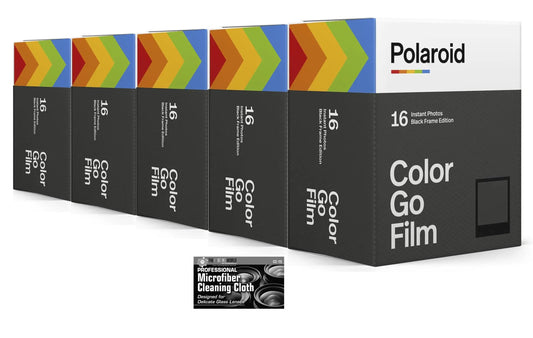 Polaroid Originals Go Instant Color Film Black Frame for The Polaroid GO Camera - 5 Double Packs with Cloth (80 Photos) Anti Spier