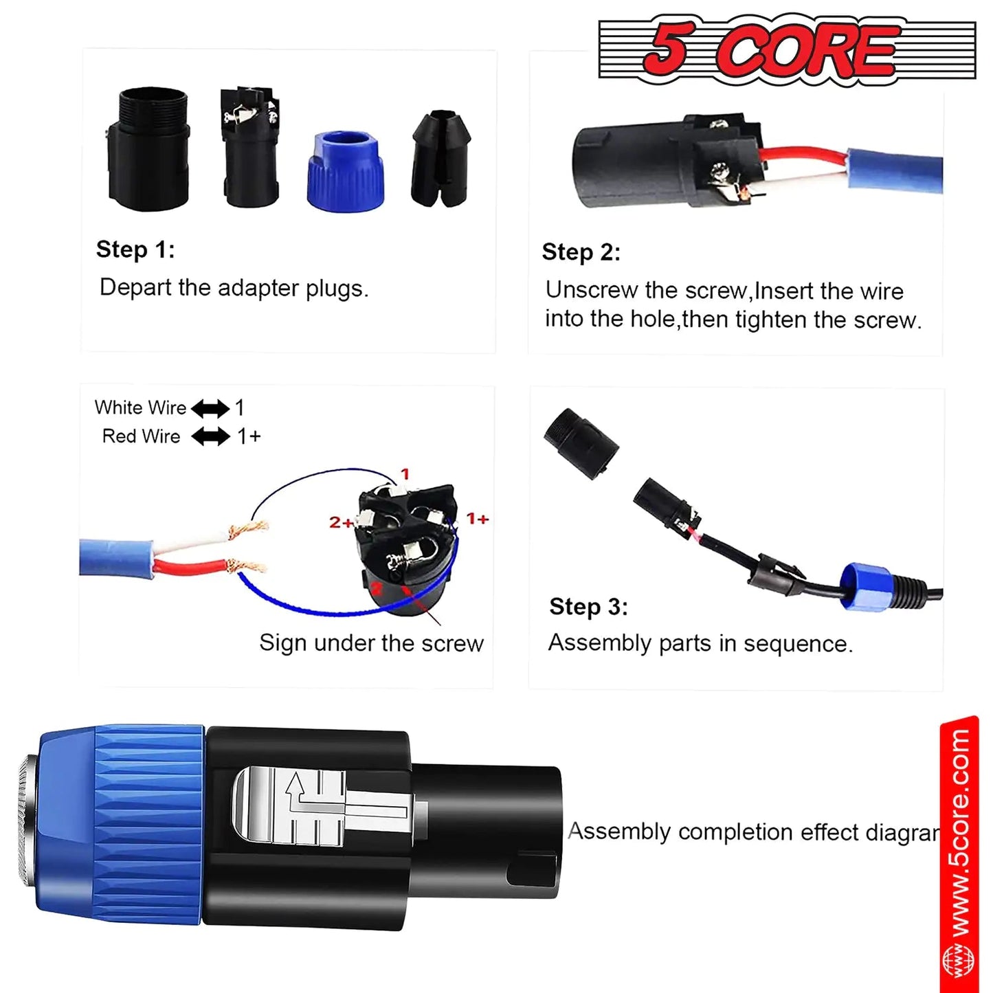 5 Core Speakon Adapter High Quality Audio Jack Male Audio Pin Speaker Adapter Connector Anti Spier