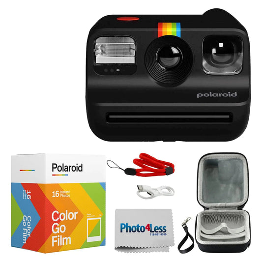 Polaroid Go Generation 2 Instant Film Mini Camera (Black) Bundled with Polaroid GO Color Film Double Pack Hard Carrying Case Lens Cleaning Cloth Anti Spier