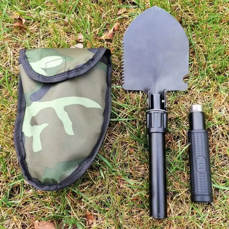Compact Outdoor Multi-Tool Shovel with Folding Pickaxe Anti Spier