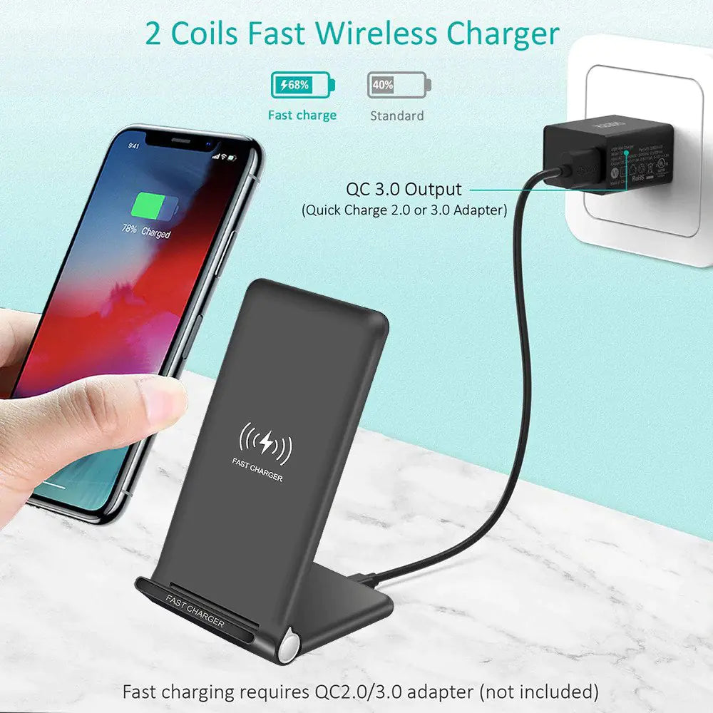 15W FAST WIRELESS CHARGER WITH STAND QUICK CHARGE Anti Spier