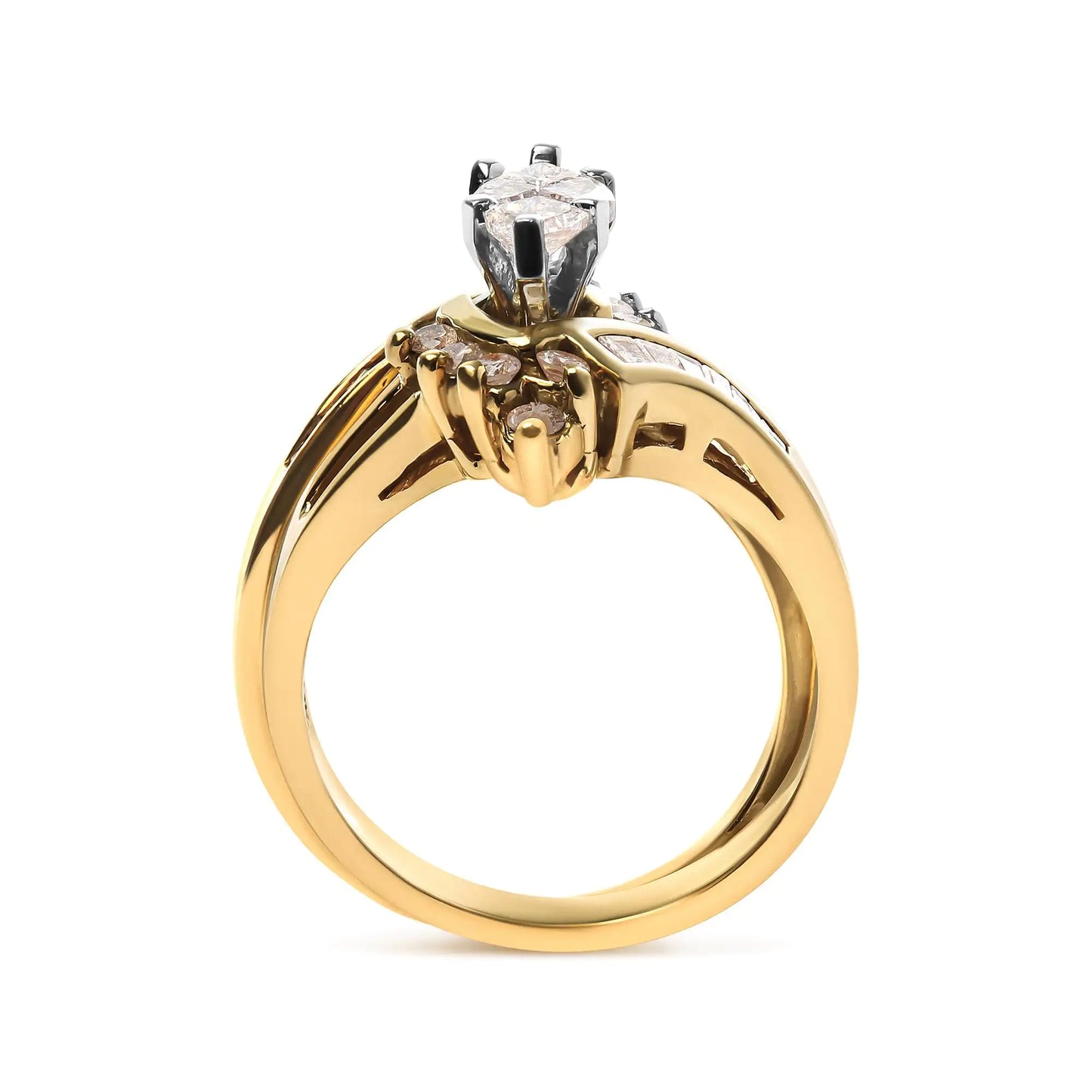 14K Two Tone 3/4 Cttw Diamond Engagement Ring Set (H-I Color, SI1-SI2 Clarity) - Anti Spier