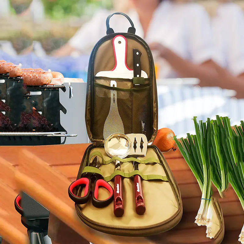 Outdoor Camping Cookware Set with BBQ Tools Anti Spier