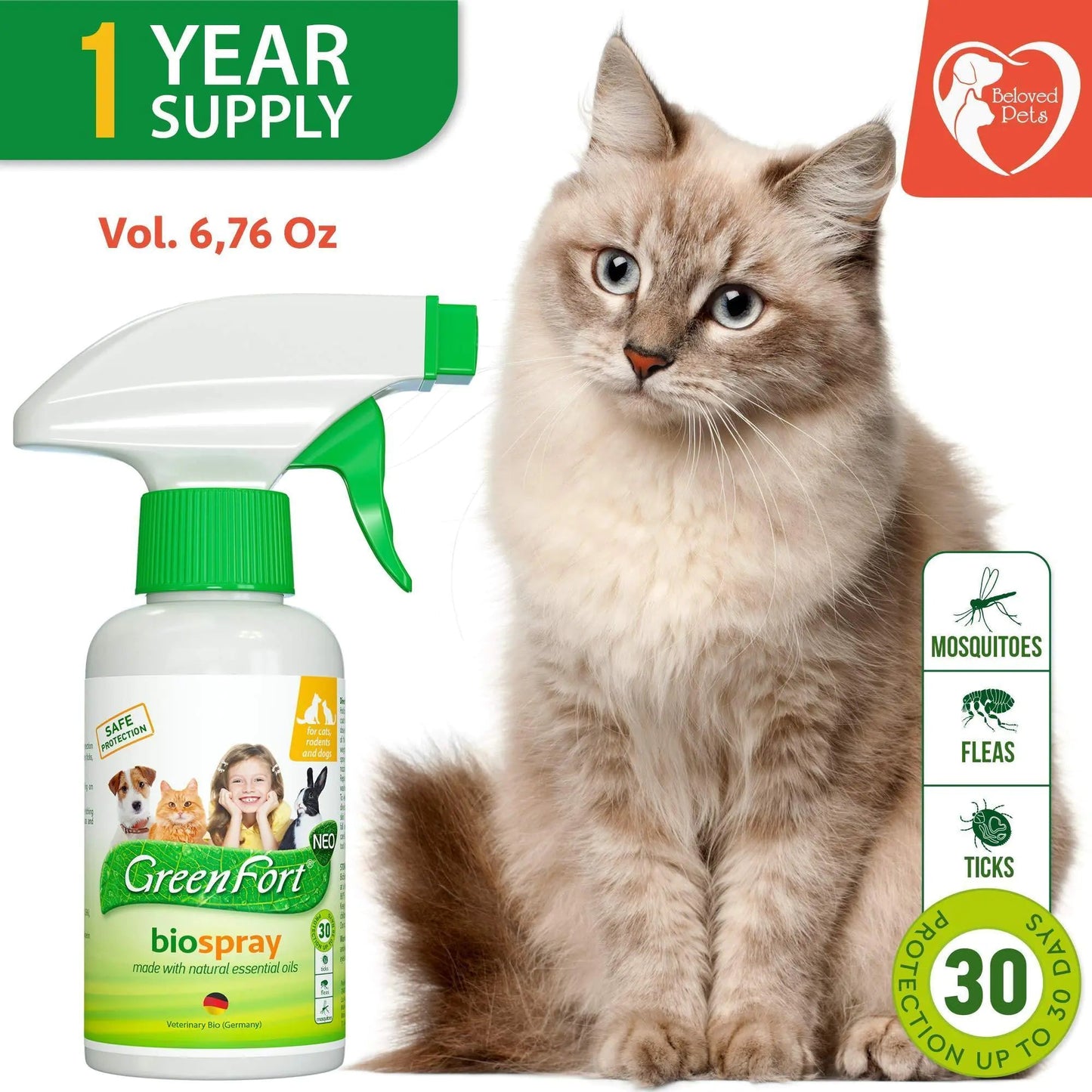 Natural Flea and Tick Home Spray for Dogs Cats & Ferret Mosquito Bug Anti Spier