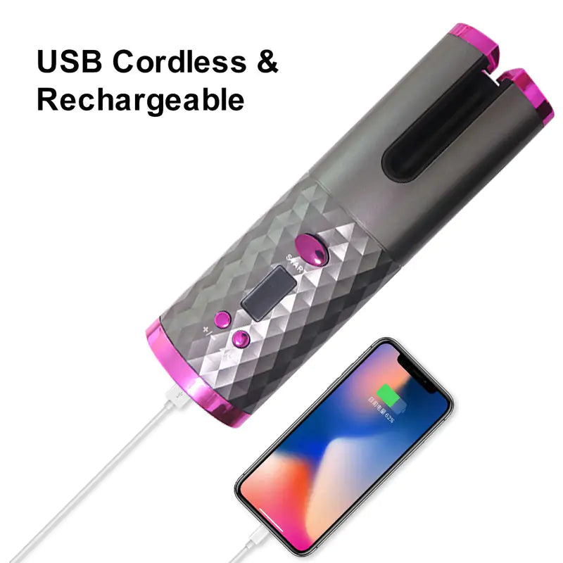Cordless Auto Rotating Ceramic Hair Curler Anti Spier