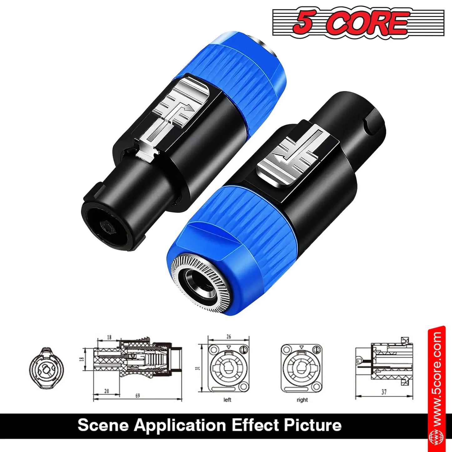 5 Core Speakon Adapter High Quality Audio Jack Male Audio Pin Speaker Adapter Connector Anti Spier