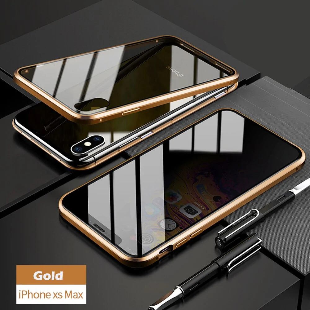 Anti-Peep Magnetic Metal Phone Case For iPhone Anti Spier
