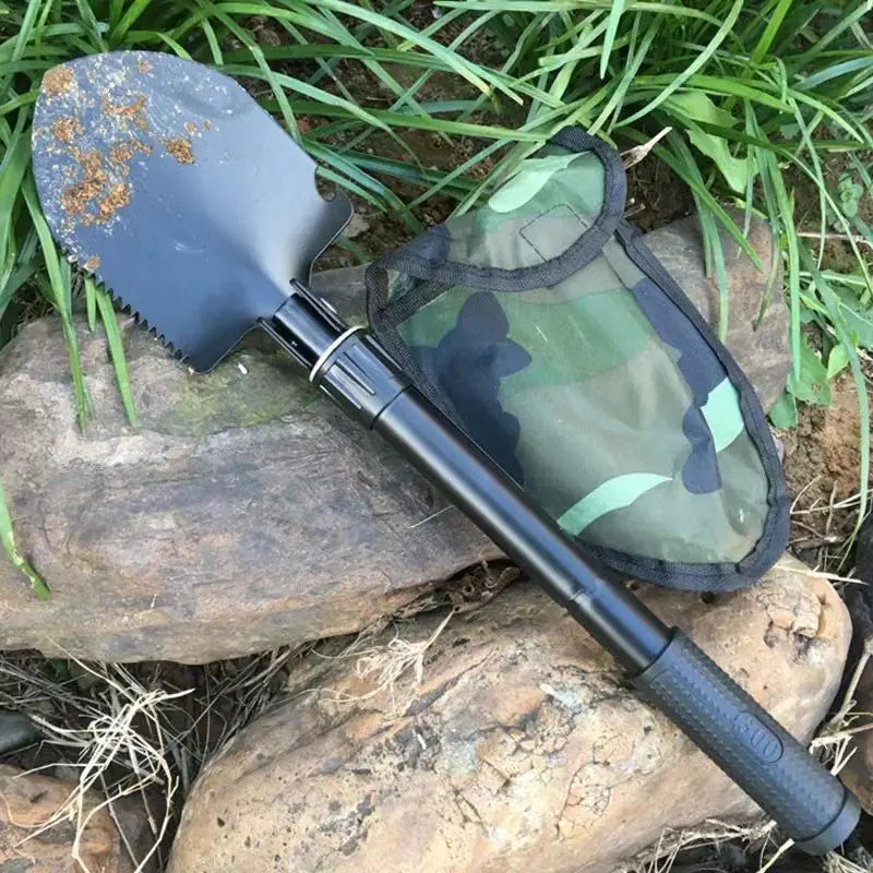 Compact Outdoor Multi-Tool Shovel with Folding Pickaxe Anti Spier