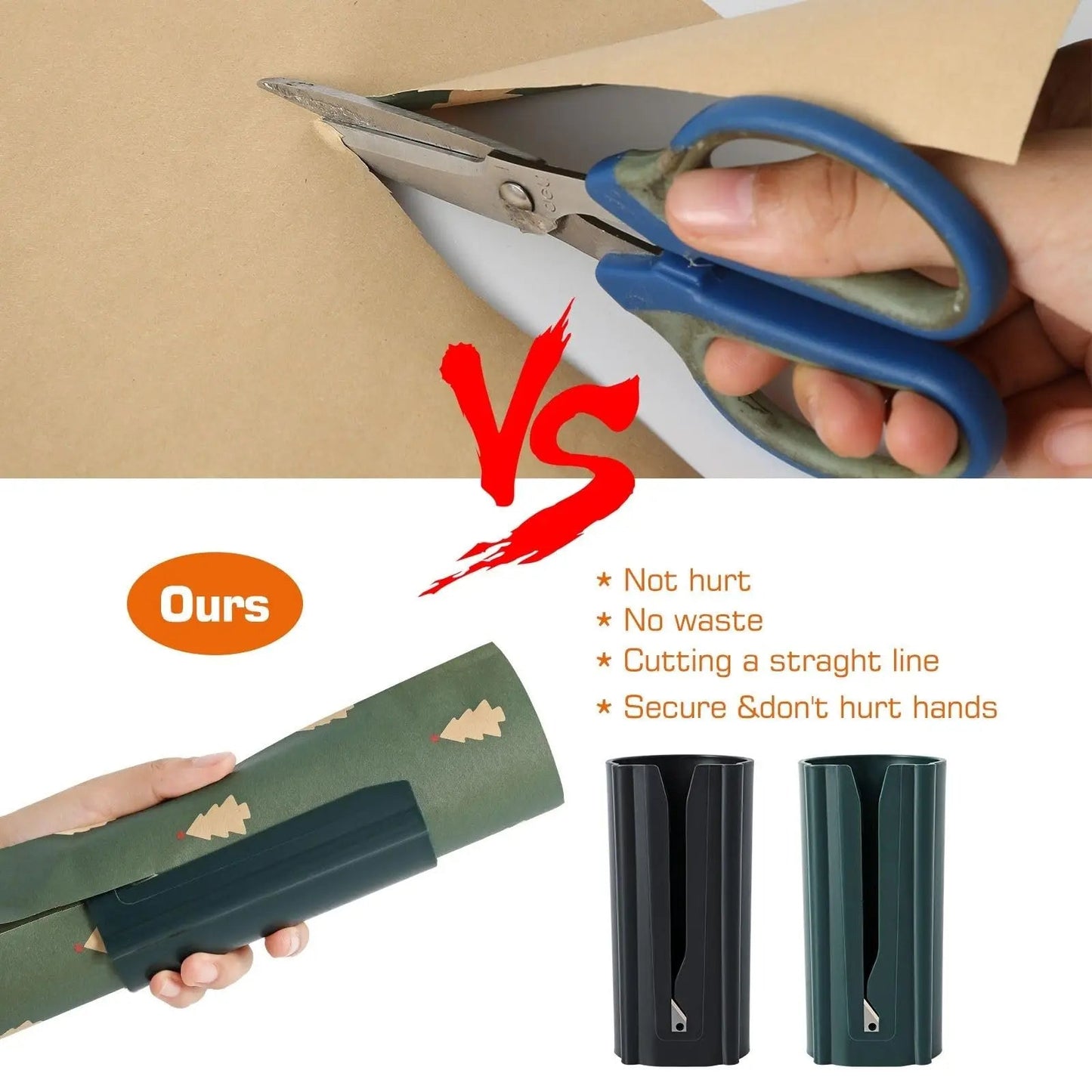 Gift Paper Roll and Slide Cutter Anti Spier