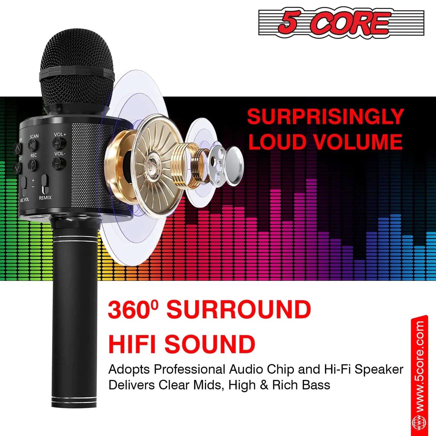 5Core Wireless Karaoke Microphone Bluetooth Mic Portable Handheld Microfonos Inalambricos Anti Spier