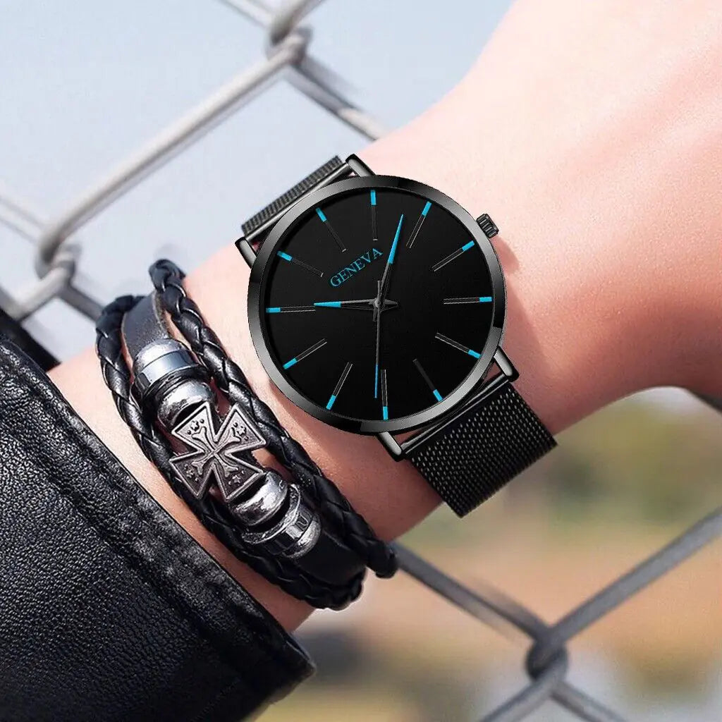 Waterproof Men's Watch Stainless Steel Quartz Luminous Classic Watches Business - Anti Spier 