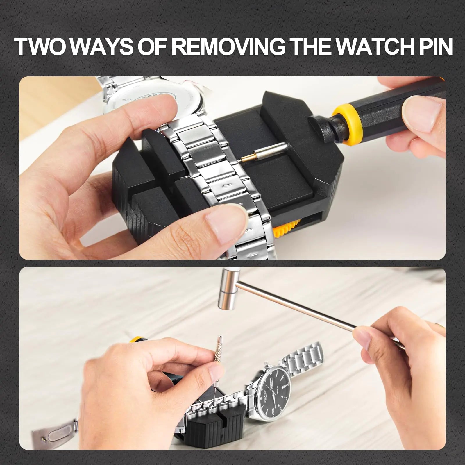 JOREST Watch Link Removal Kit, Resizing Tool for Bracelet Adjustment & Replacement, Pin Remover for Sizing Strap, Watch Adjuster, Hammer for Watch Repair, Adjust Band, with User Manual, Punches Orange Anti Spier