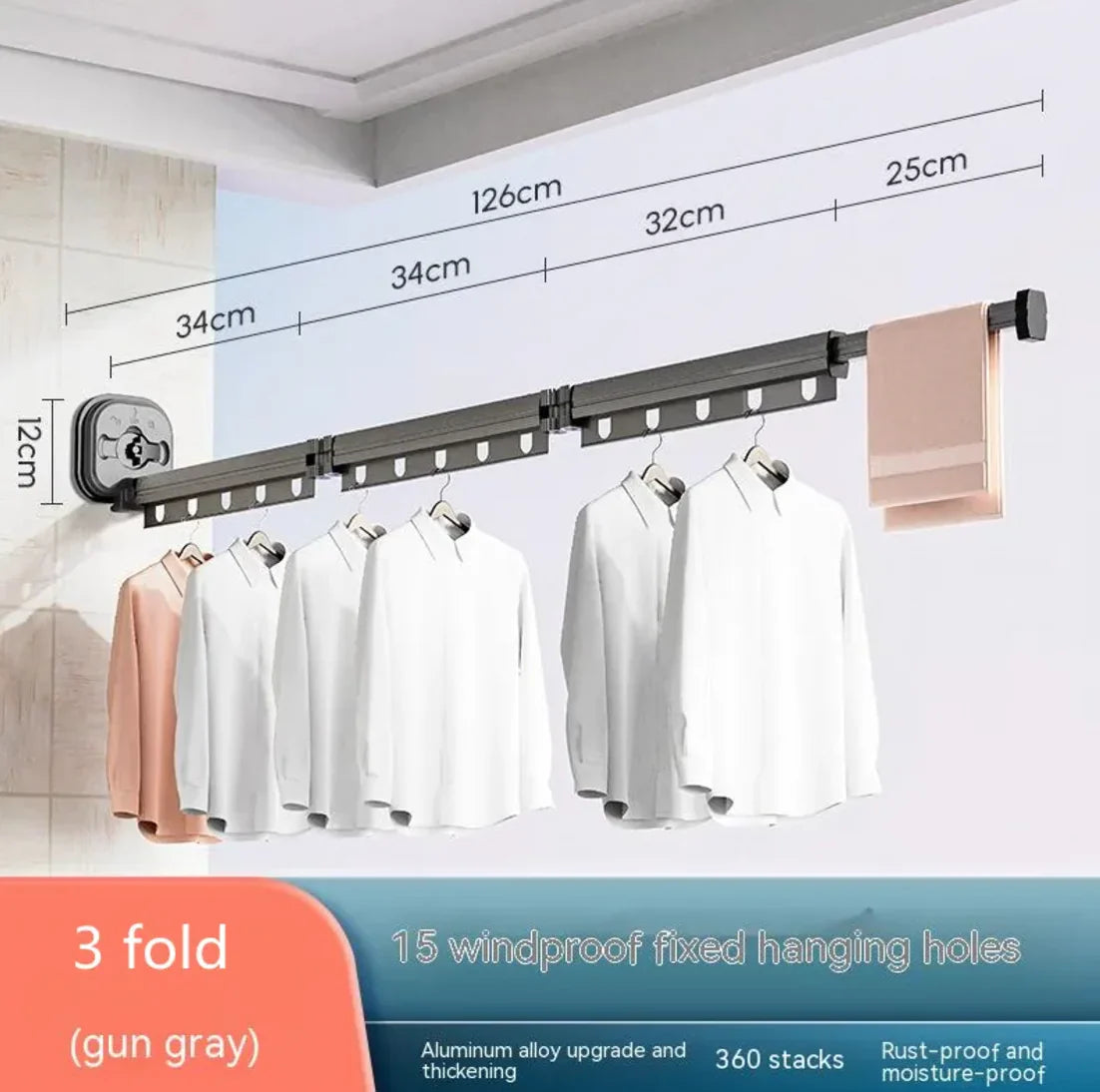 Retractable Aluminum Suction Cup Clothes Hanger Anti Spier