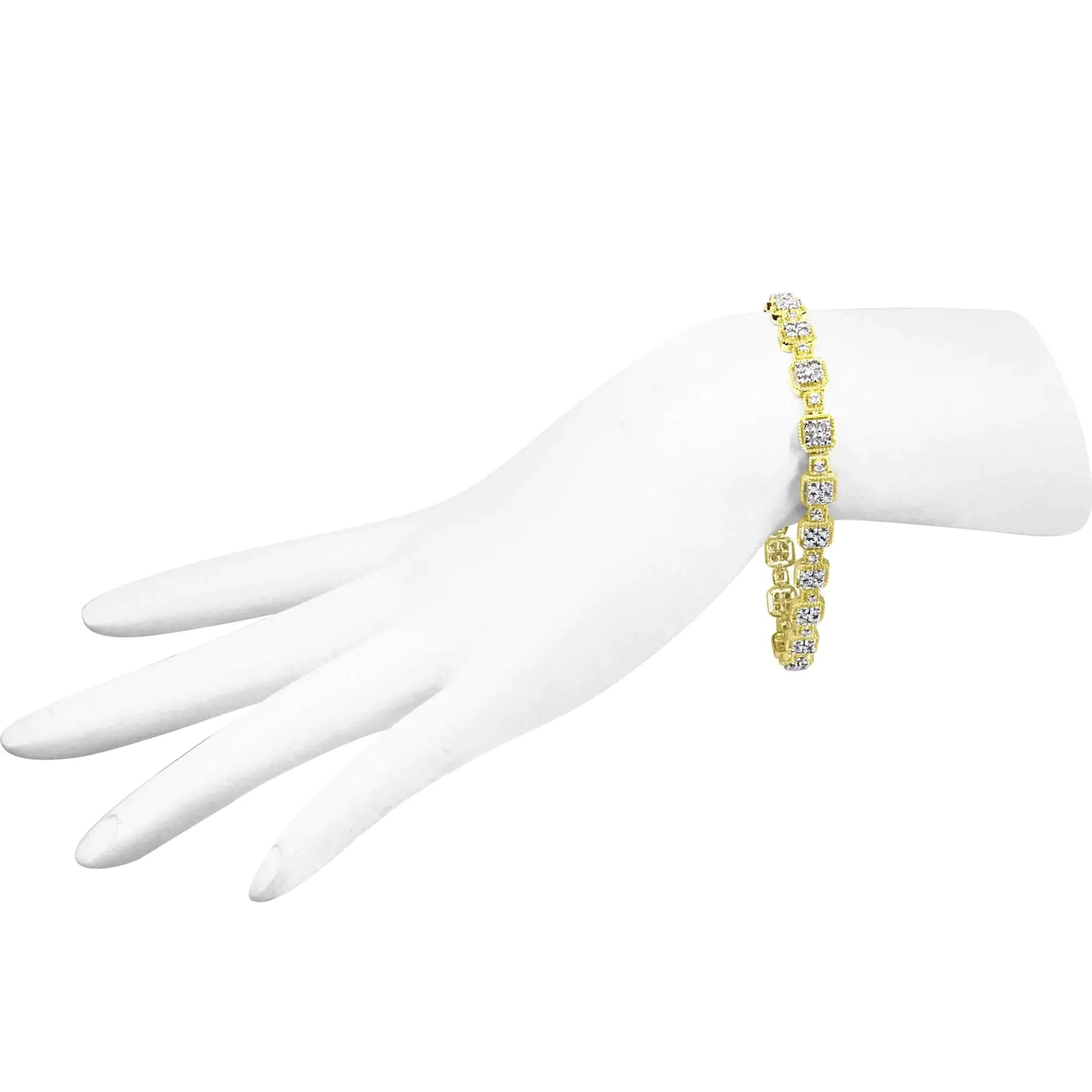 10K Yellow Gold 2.0 Cttw Diamond Square Link Bracelet (J - K Color, I2 - I3 Clarity) - Size 7.25" - Anti Spier - Anti Spier - bracelet
