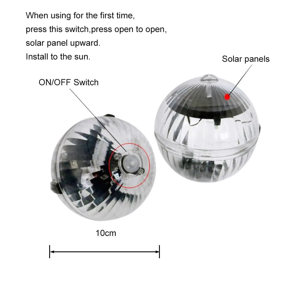 Outdoor Solar LED Floating Light Garden Pond Pool Lamp Rotating RGB Color Change Anti Spier
