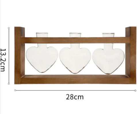 Heart-Shaped Glass Vase with Wooden Stand – stylish and elegant! Anti Spier