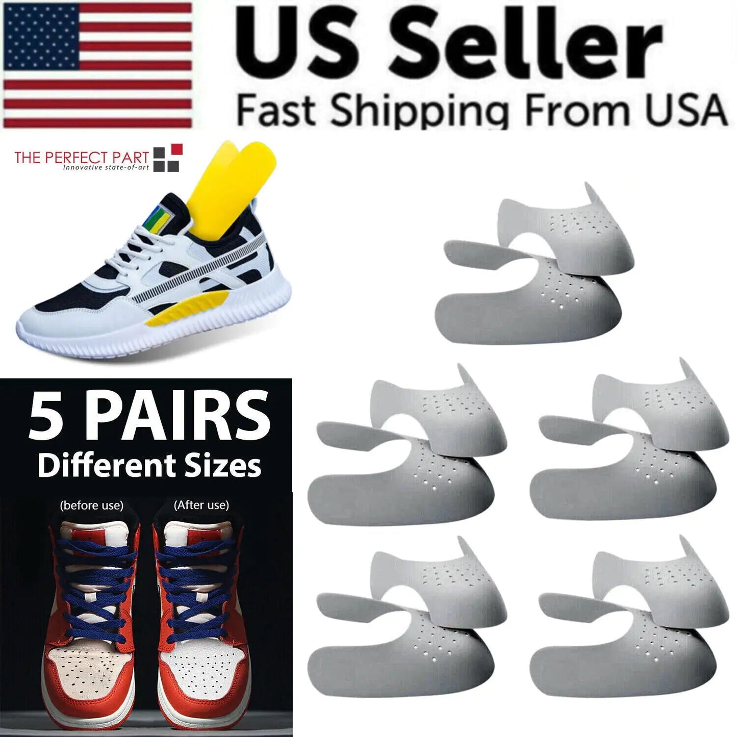 5 Pairs Shoe Protector Anti Crease Force Fields Cover Toe Cap Creasing Decreaser Anti Spier