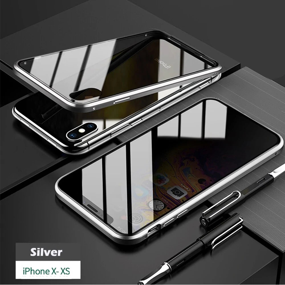 Anti-Peep Magnetic Metal Phone Case For iPhone Anti Spier