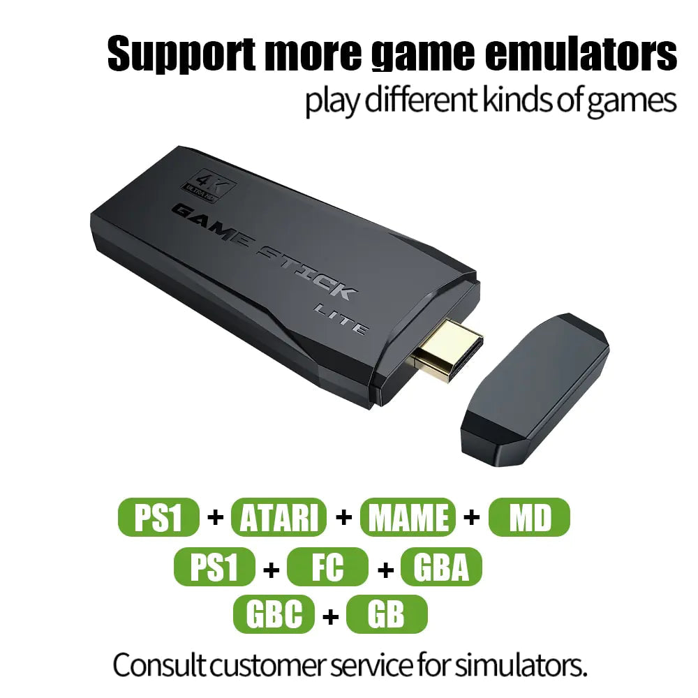 Ewwke M8 Video Game Console 2.4G Double Wireless Controller Game Stick 4K 10000 Games 64GB Retro Games Anti Spier