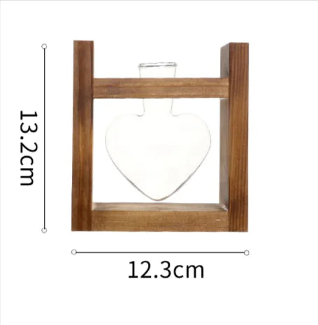 Heart-Shaped Glass Vase with Wooden Stand – stylish and elegant! Anti Spier