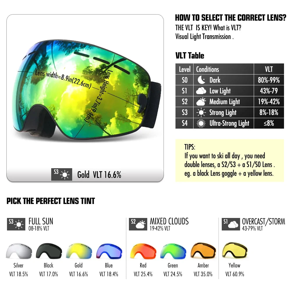 Anti-Fog Ski Goggles Anti Spier