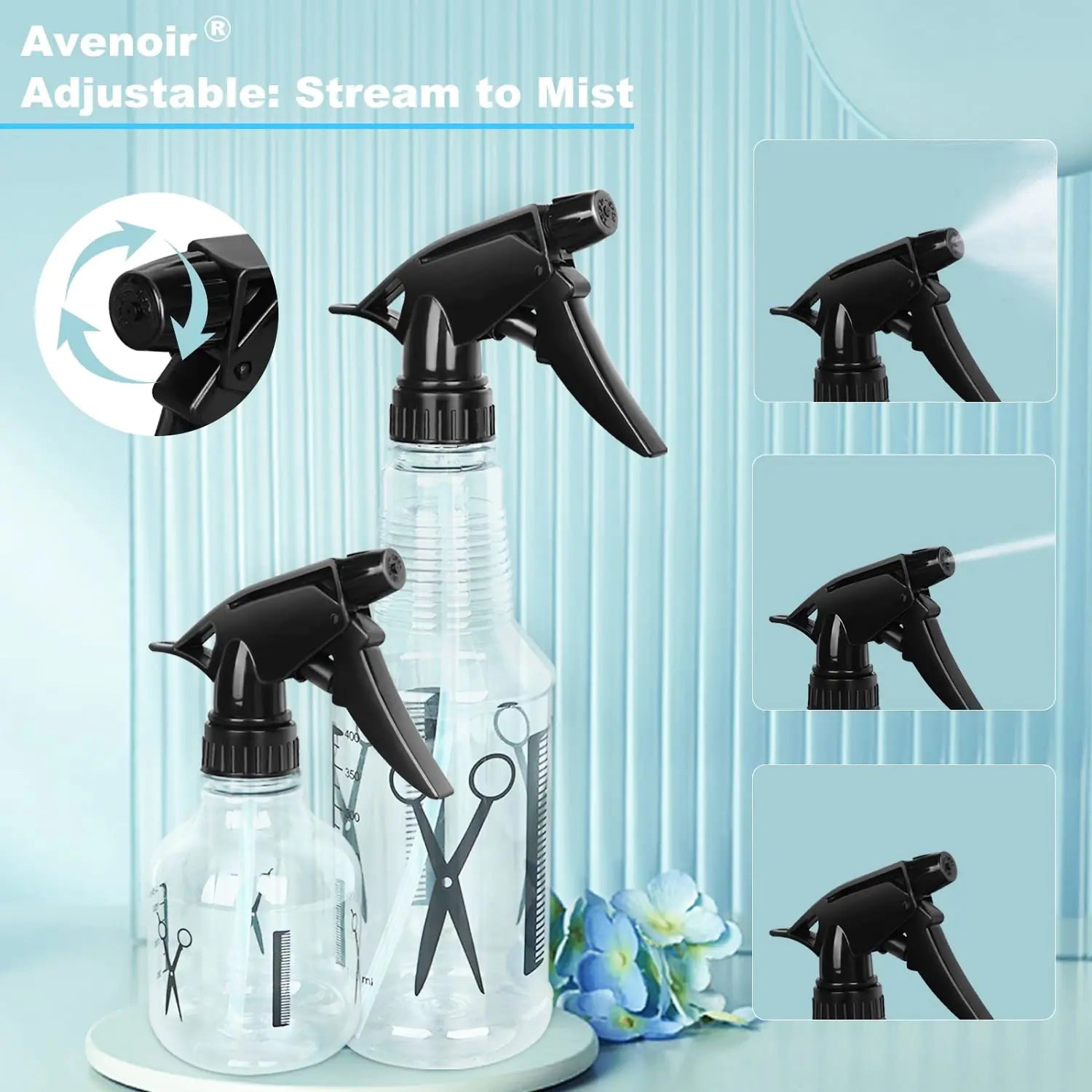 Mister Spray Bottle, 250ml & 500ml Adjustable Spray Storage Container for Hair, Plant and Home Cleaning 250ml & 500ml Bottle Anti Spier