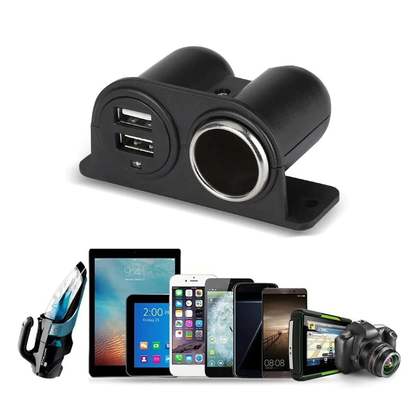 Car Cigarette Lighter Socket Splitter Dual USB Charger Power Adapter Outlet 12V Anti Spier