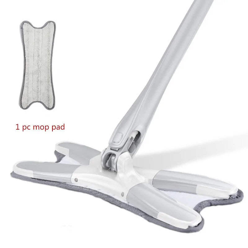 X-Type Floor Mop With 3 Pieces Reusable Microfiber Anti Spier