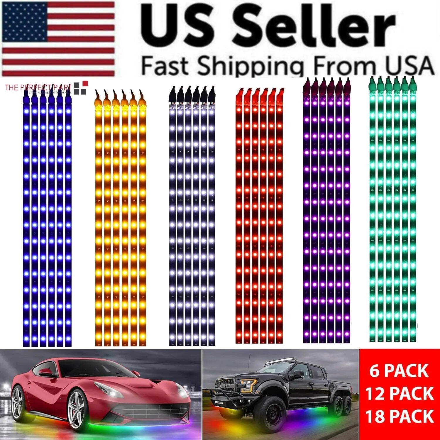 Lot Waterproof 12''/15 DC 12V Motor LED Strip Underbody Light For Car Motorcycle Anti Spier