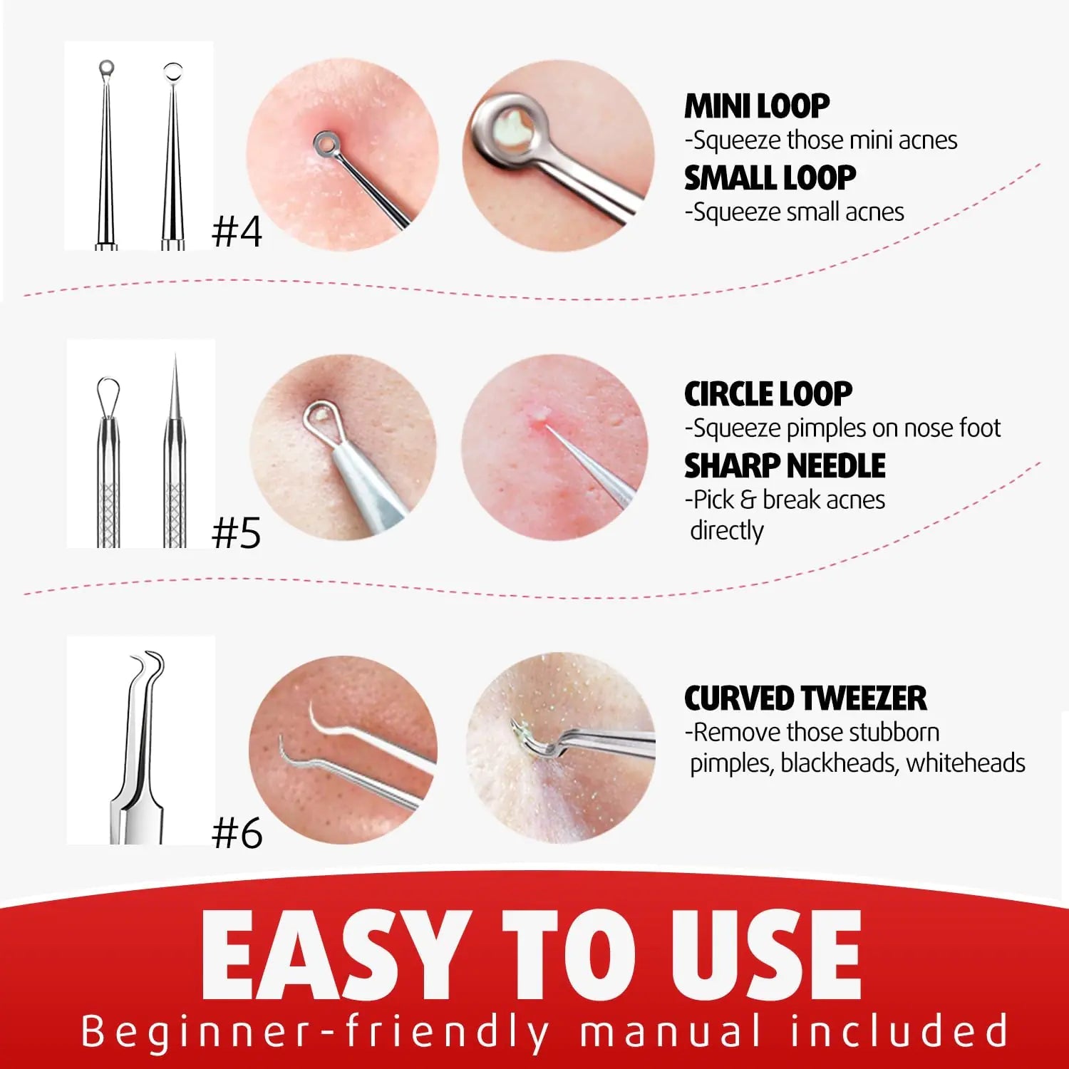 Cbiumpro Blackhead Remover Tools, Pimple Popper Tool Kit, Blackhead Extractor Tool, Zit Popper Tool, Professional Pimple Extractor Tool for Blackhead, Acne, Whitehead, Comedone on Nose - with Case Pimple Popper Tools 6 Pack - Cool Black Anti Spier