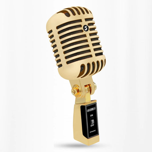 5Core Vintage Microphone Classic Dynamic Professional XLR Studio Retro Style Mic GOLD Anti Spier