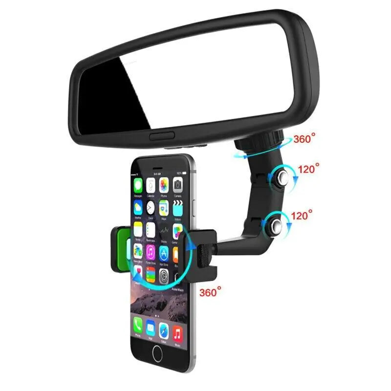 Adjust your phone to any angle with this versatile 360° car mirror mount.