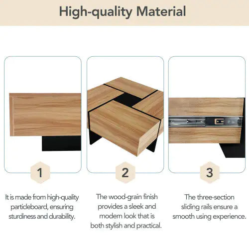 Unique Design Coffee Table With 4 Hidden Storage Compartments Anti Spier