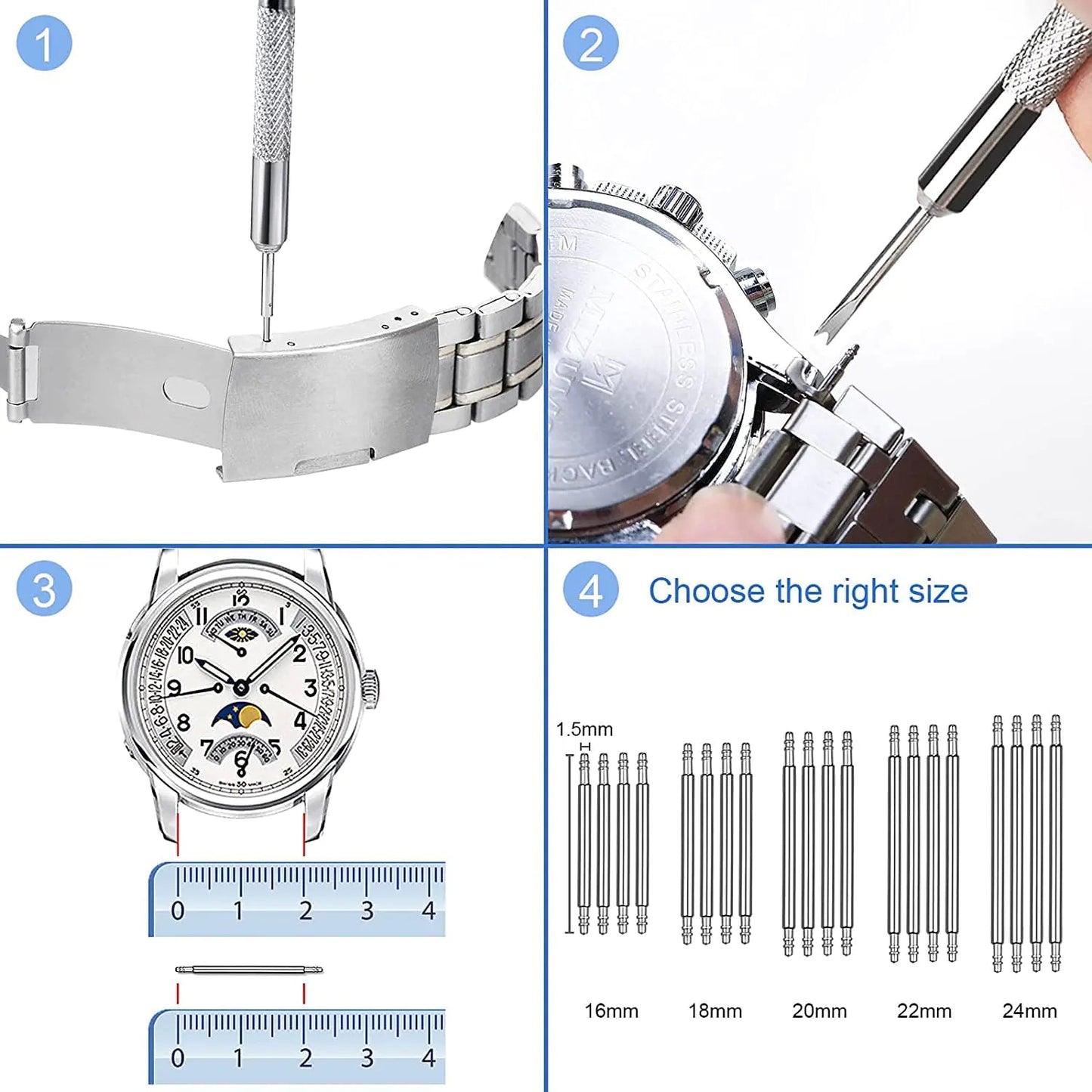 JOREST Watch Battery Replacement Kit, Watch Repair Screwdriver, Watch Band Replacement tool, Watch Wrench Back Remover, Watch Case Opener, Watch Back Remover Holder, Spring bar, Tweezers Anti Spier