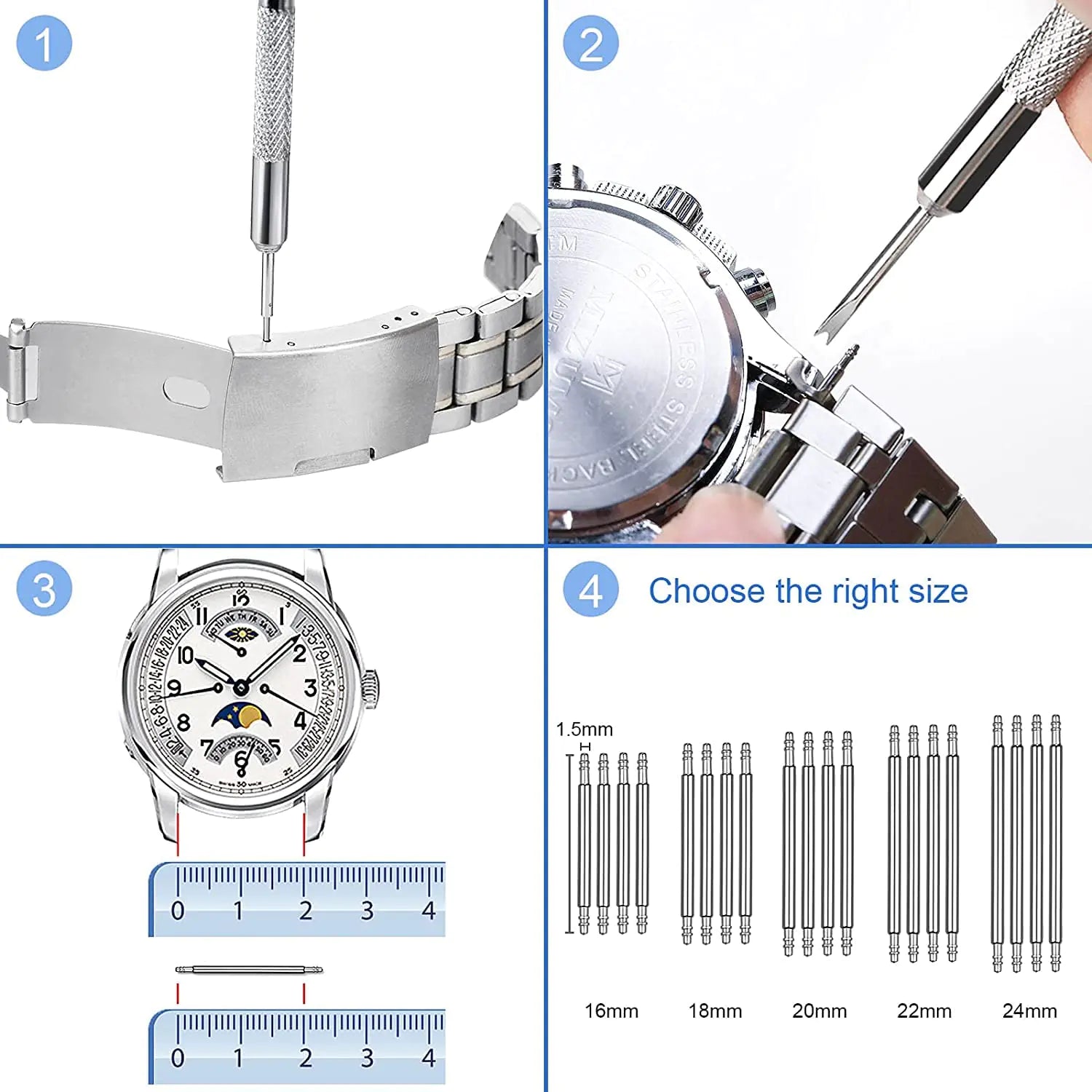 JOREST Watch Battery Replacement Kit, Watch Repair Screwdriver, Watch Band Replacement tool, Watch Wrench Back Remover, Watch Case Opener, Watch Back Remover Holder, Spring bar, Tweezers Anti Spier