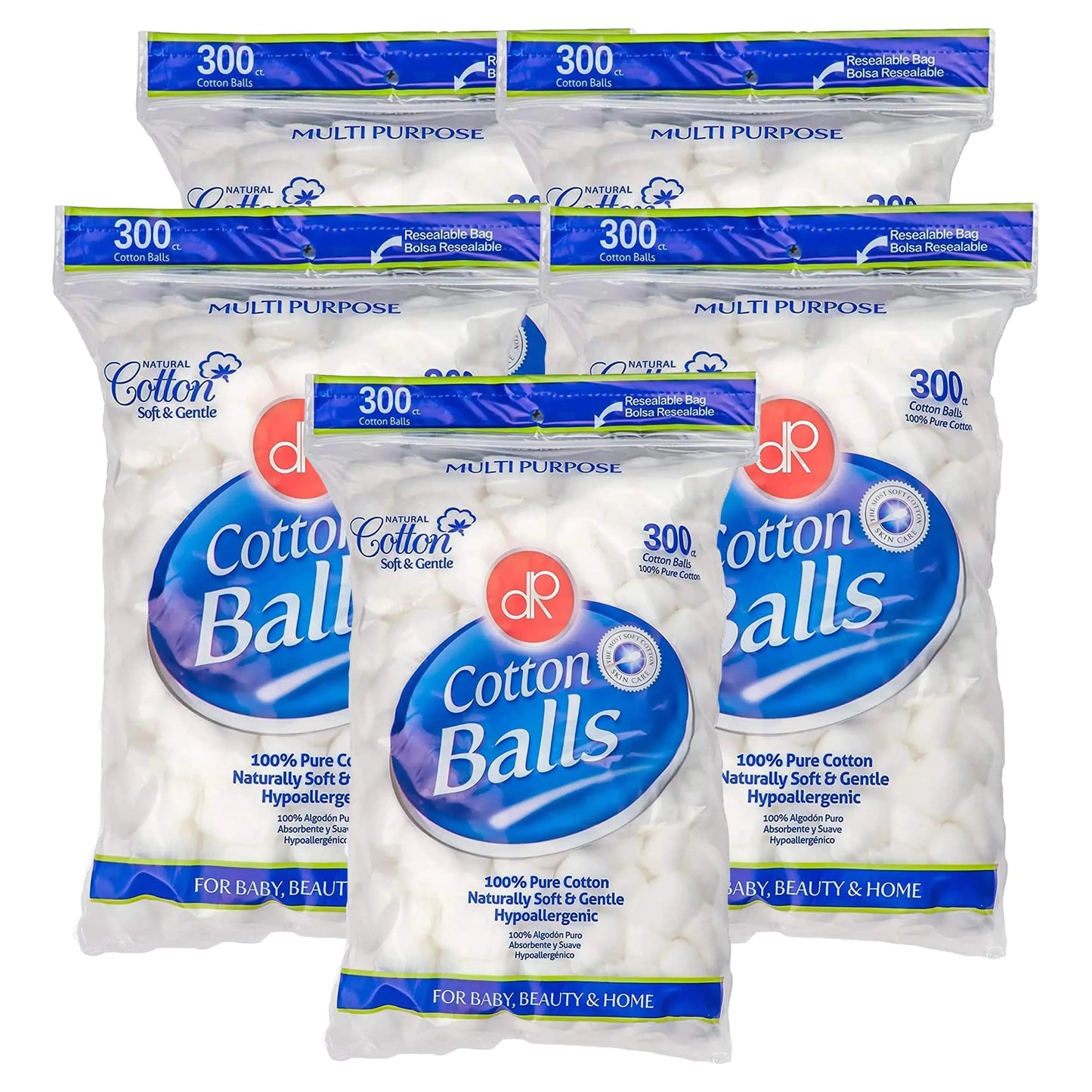 DecorRack 300 Small Cotton Balls for Make-Up, Nail Polish Removal, Pet Care, Applying Oil Lotion or Powder, Made from 100% Pure & Natural Cotton, Soft and Absorbent for Household Needs (300 Count) 300 Count Anti Spier