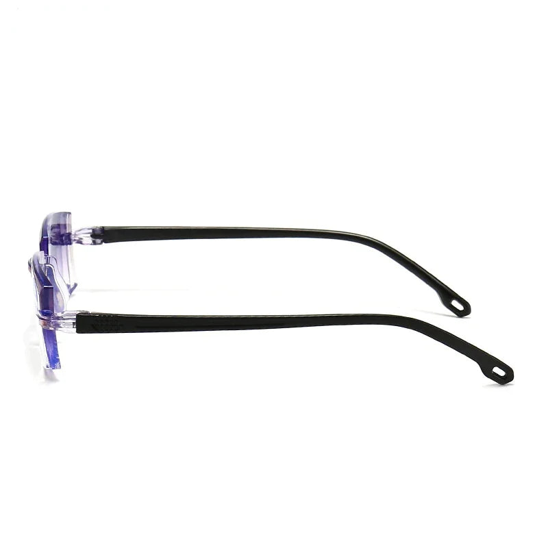 Slim, rimless design timeless style with modern defense.