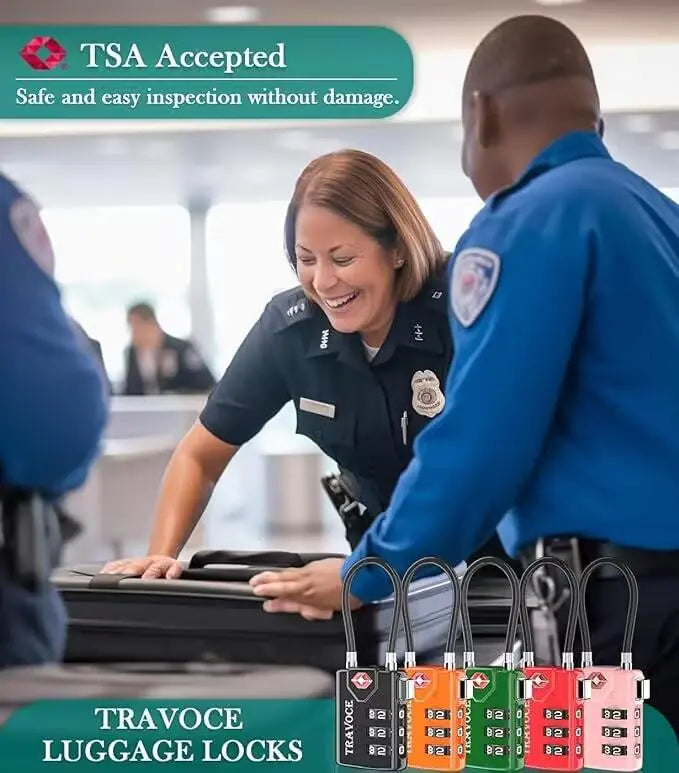 Search Alert TSA Approved Travel Combination Luggage Cable Locks for Suitcase, Gym Locker,Toolbox,Backpack 1,2,4,6 &10 pk Pink 2 Pack Anti Spier