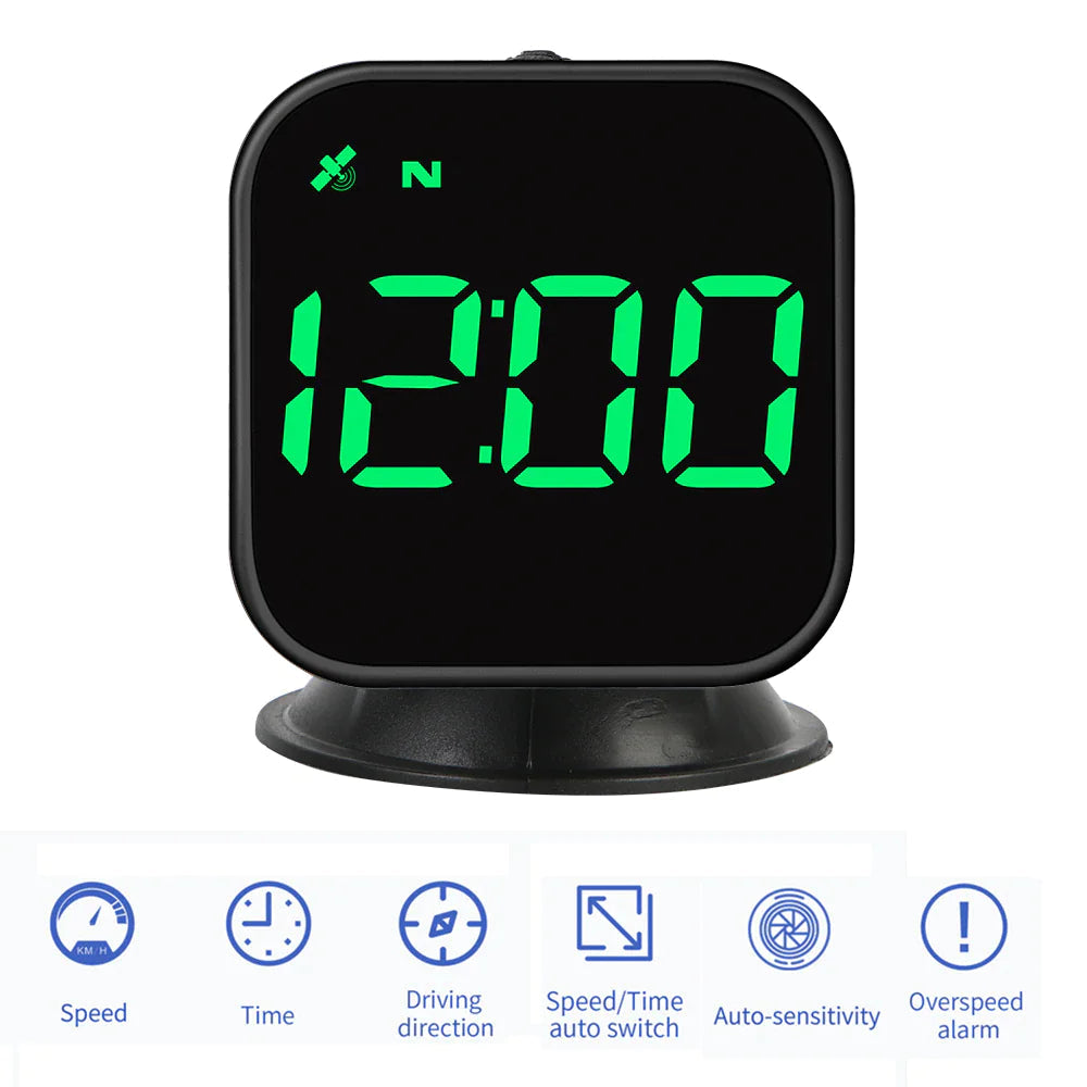 Digital Car HUD GPS Speedometer Head Up Display MPH KMH Compass Overspeed Alarm Anti Spier