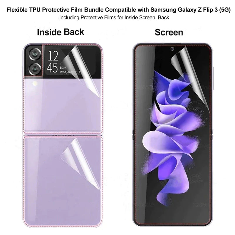 For Samsung Galaxy Z Flip 3 5G Soft Hydrogel Screen Protector Film/HD Lens Cover Anti Spier