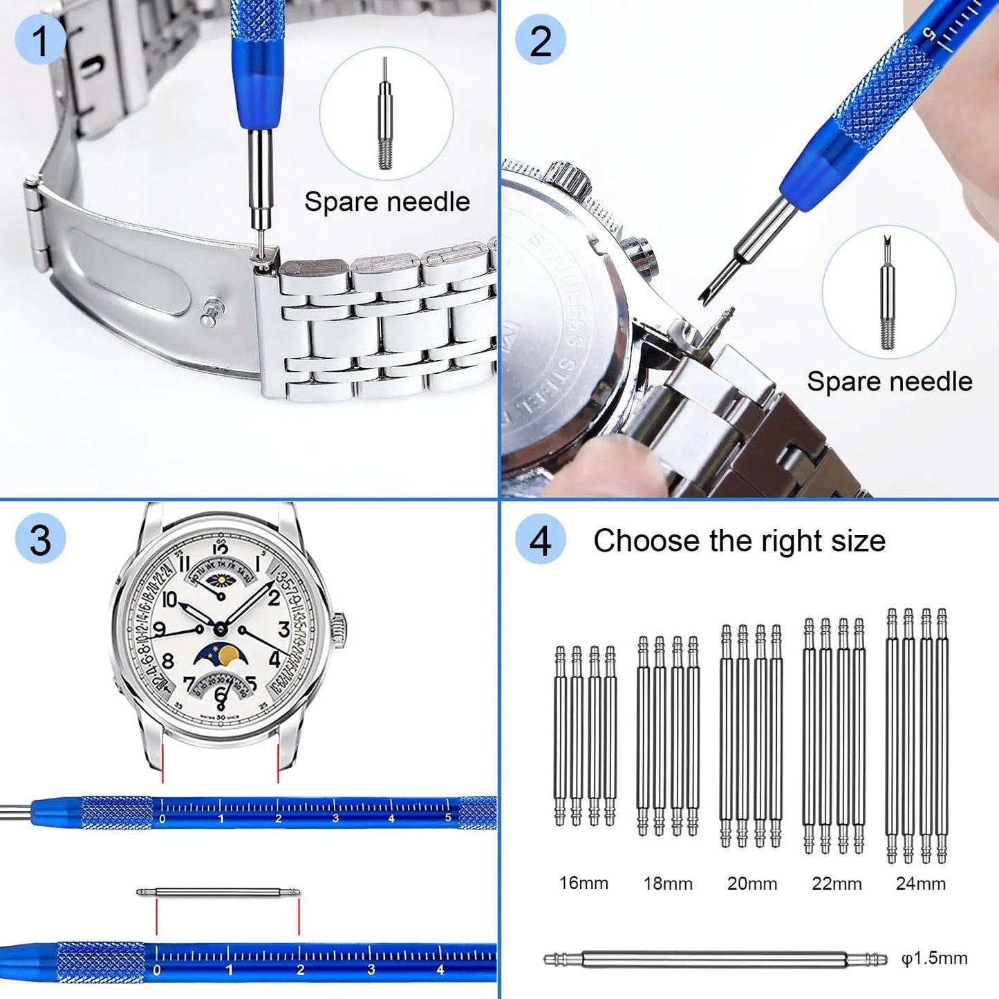 JOREST Watch Repair Kit, for Watch Battery Replacement & Watch Link Removal and Resizing & Watch Opener, Watch Repair Screwdriver Set, Watch Wrench Back Remover, Watch Cleaning, Spring Bar Tool Anti Spier
