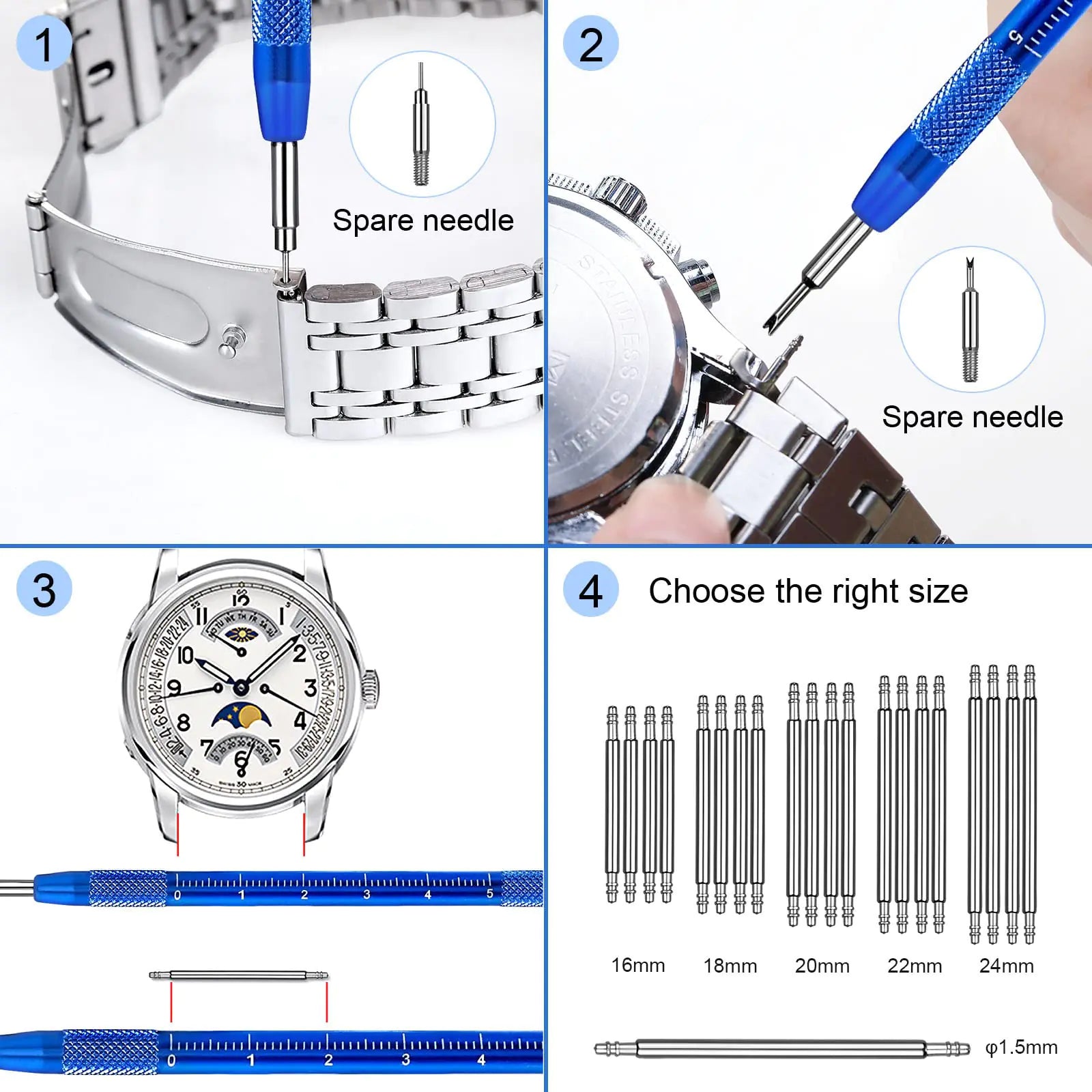 JOREST Watch Repair Kit, for Watch Battery Replacement & Watch Link Removal and Resizing & Watch Opener, Watch Repair Screwdriver Set, Watch Wrench Back Remover, Watch Cleaning, Spring Bar Tool Anti Spier