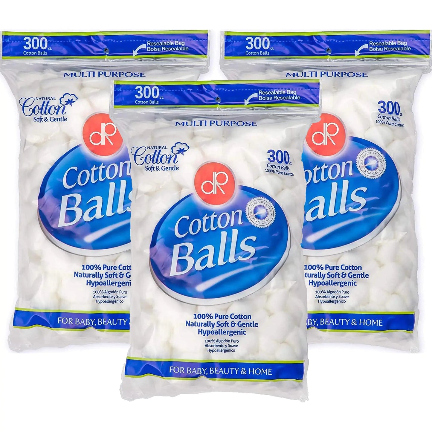 DecorRack 300 Small Cotton Balls for Make-Up, Nail Polish Removal, Pet Care, Applying Oil Lotion or Powder, Made from 100% Pure & Natural Cotton, Soft and Absorbent for Household Needs (300 Count) 300 Count Anti Spier