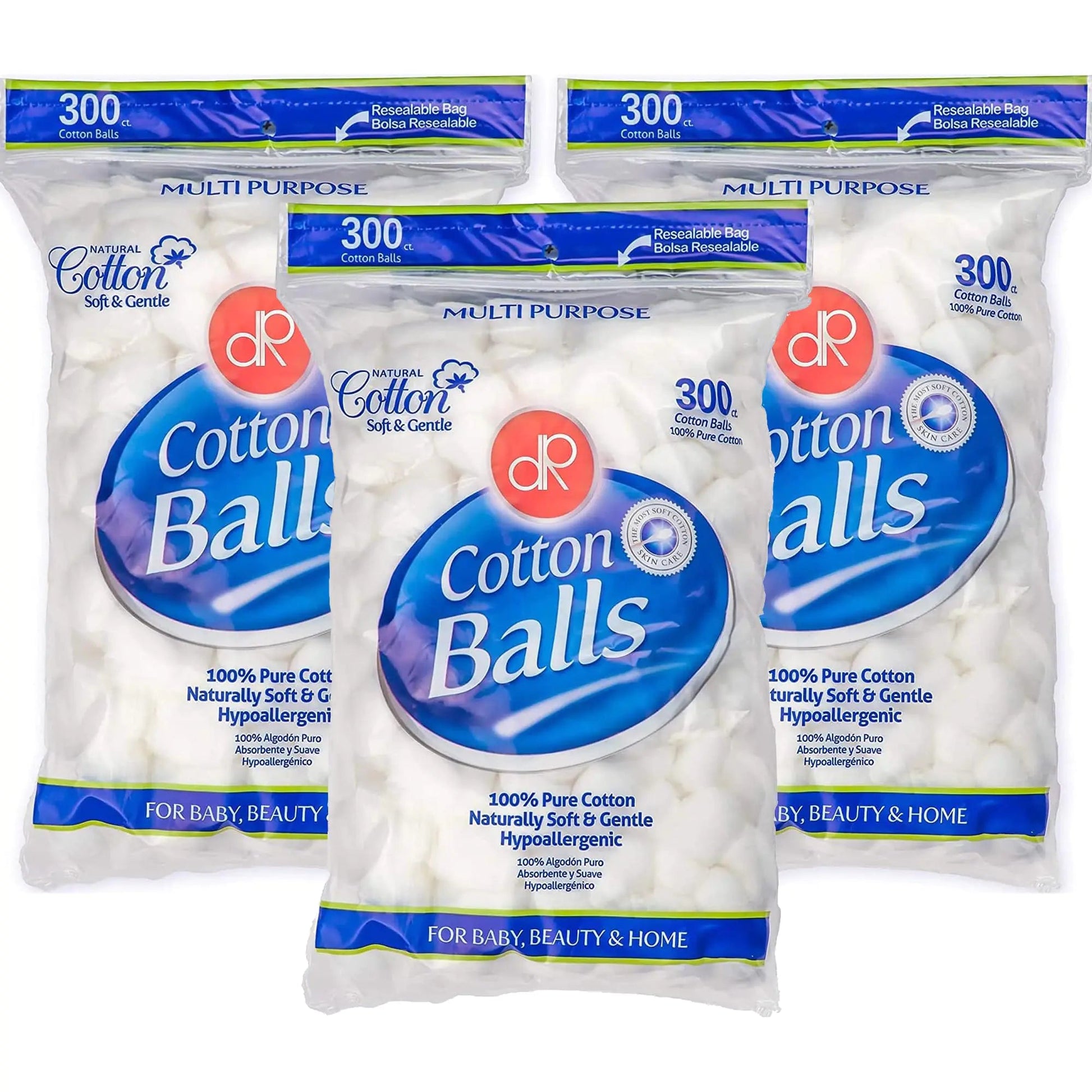 DecorRack 300 Small Cotton Balls for Make-Up, Nail Polish Removal, Pet Care, Applying Oil Lotion or Powder, Made from 100% Pure & Natural Cotton, Soft and Absorbent for Household Needs (300 Count) 300 Count Anti Spier