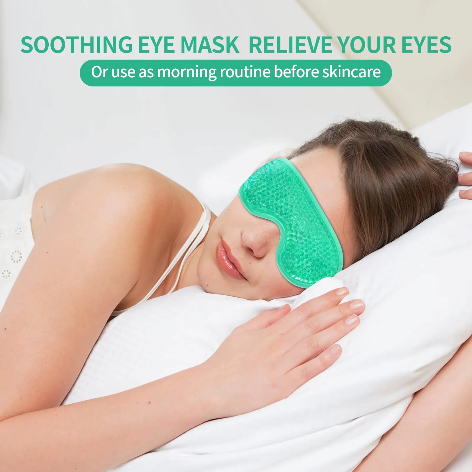 2PCS Gel Eye Mask Reusable Hot Cold Therapy Gel Bead Eye Mask for Puffiness /Dark Circles/Eye Bags /Dry Eyes/Headaches/Migraines/Stress Relief, Cooling Eye Mask Hot/Cold Compress Eye Mask (Green) Green Anti Spier