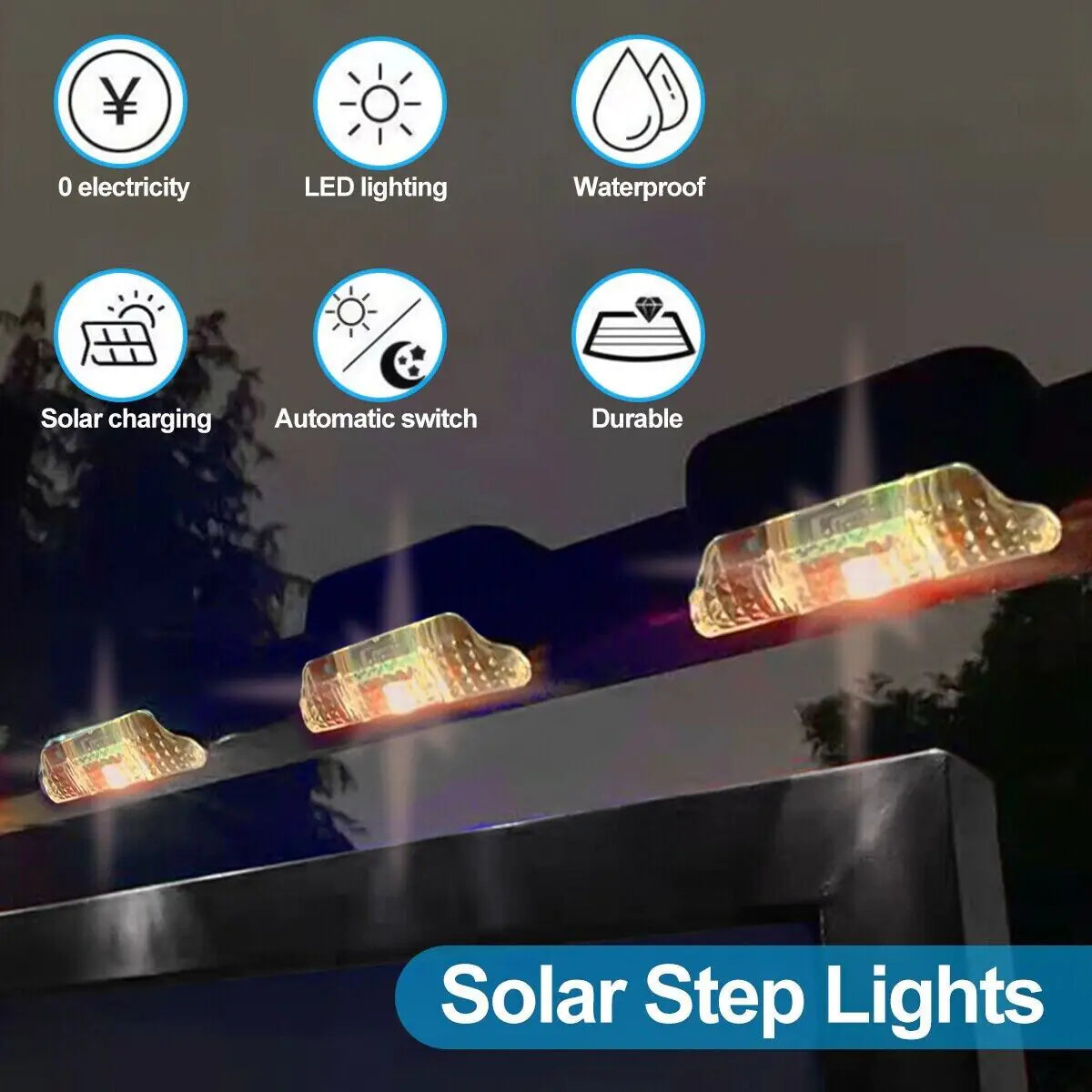 8 Pack New Solar Deck Lights Outdoor Waterproof LED Steps Lamps For Stairs Fence Anti Spier