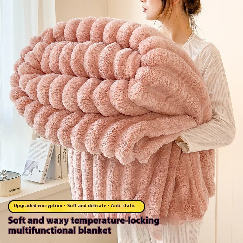 Faux Rabbit Fur Velvet Blanket Anti Spier