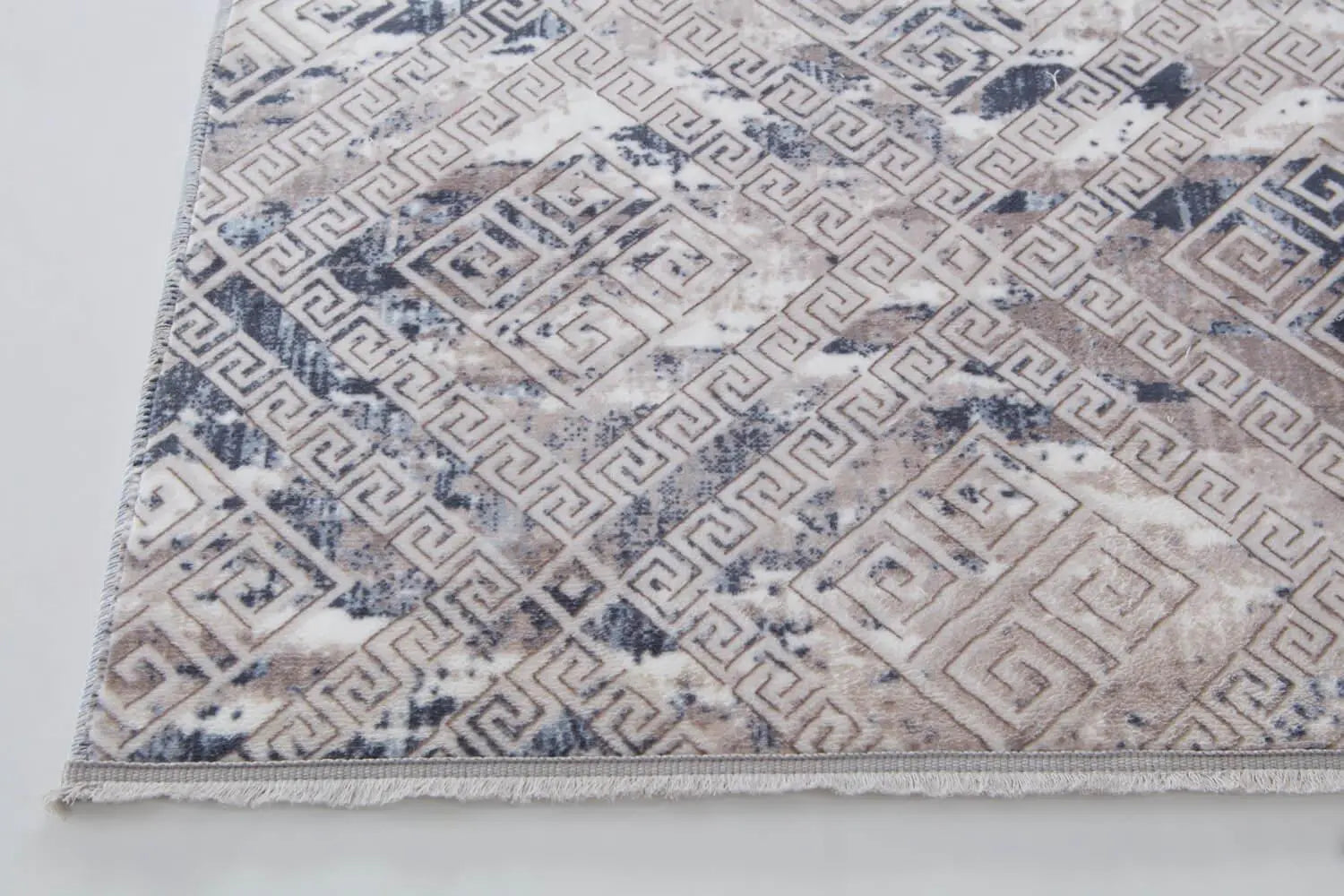 Aksu Non-Slip Floor Carpet with Tassels 120x180 Lois Blue Anti Spier